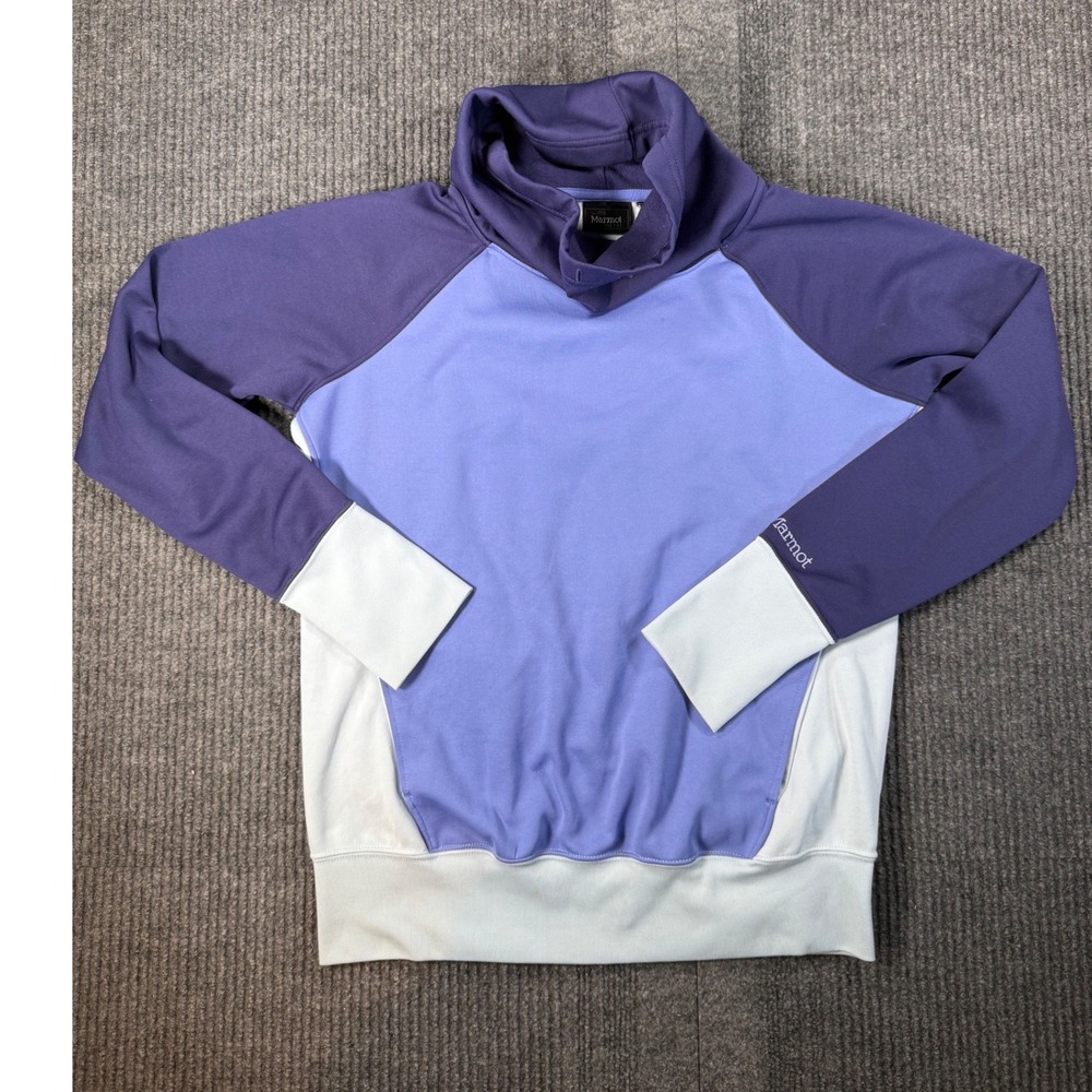 Marmot Womens Purple Colorblock Fleece Funnel Neck Pullover Sweatshirt Size S